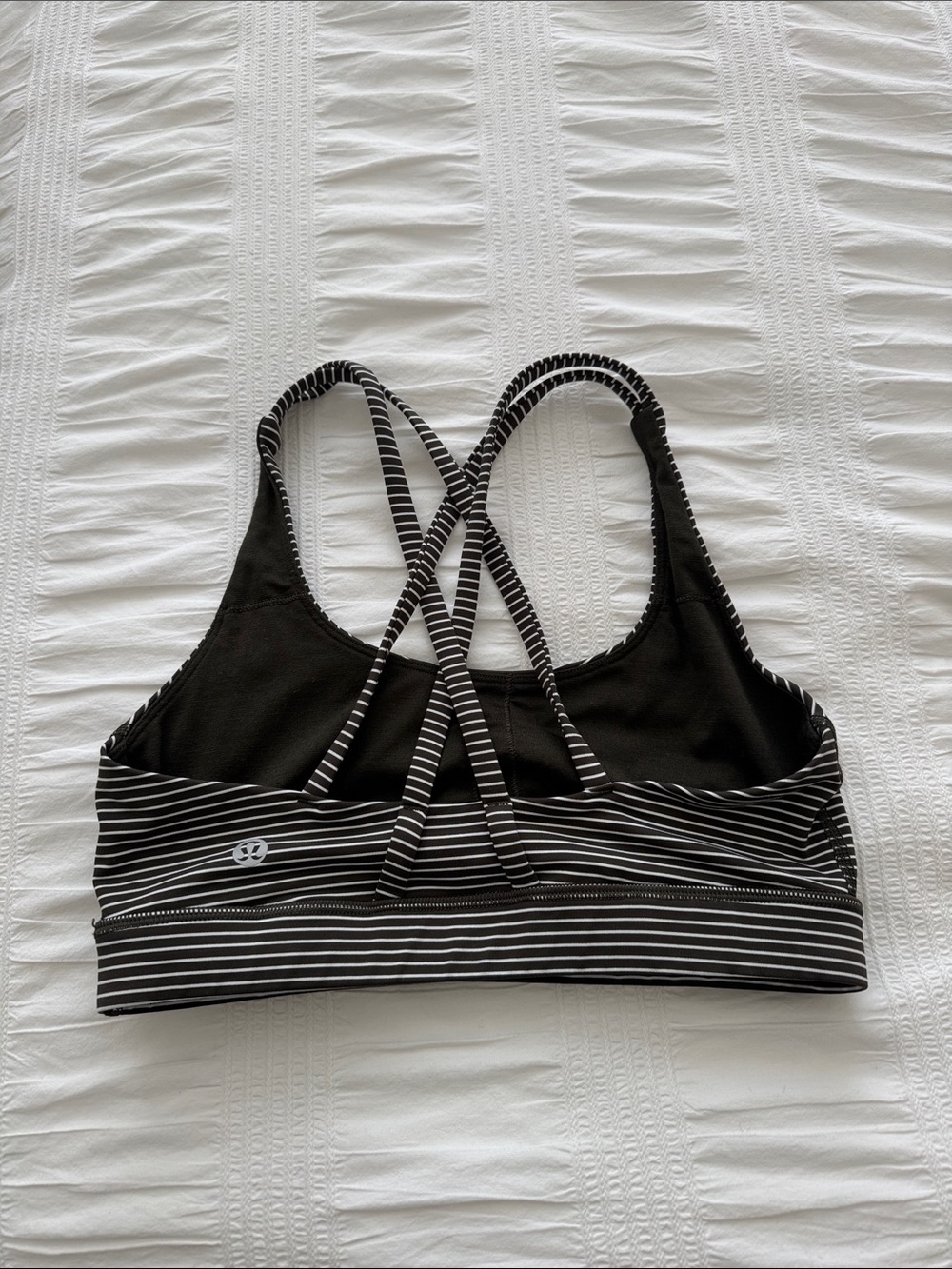 lululemon athletica green and White Striped Sports Bra - Picture 3 of 4